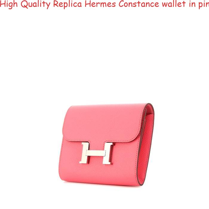 High Quality Replica Hermes Constance wallet in pink Swift leather