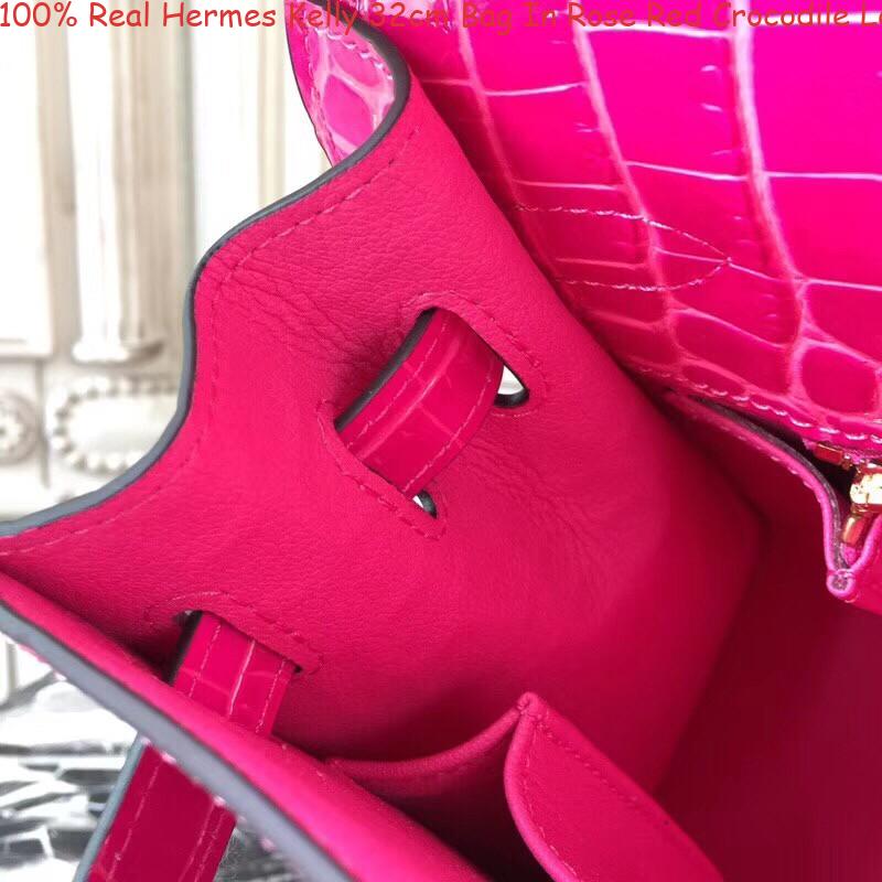 100% Real Hermes Kelly 32cm Bag In Rose Red Crocodile Leather Boise, ID – hermes replica birkin ...