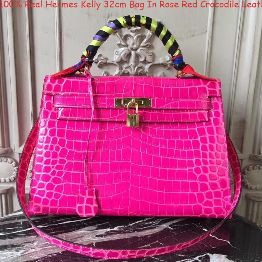 100% Real Hermes Kelly 32cm Bag In Rose Red Crocodile Leather Boise, ID – hermes replica birkin ...
